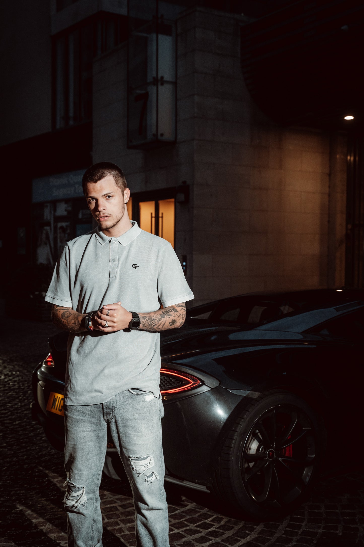 The GT Polo Shirt - Dyed Light Grey