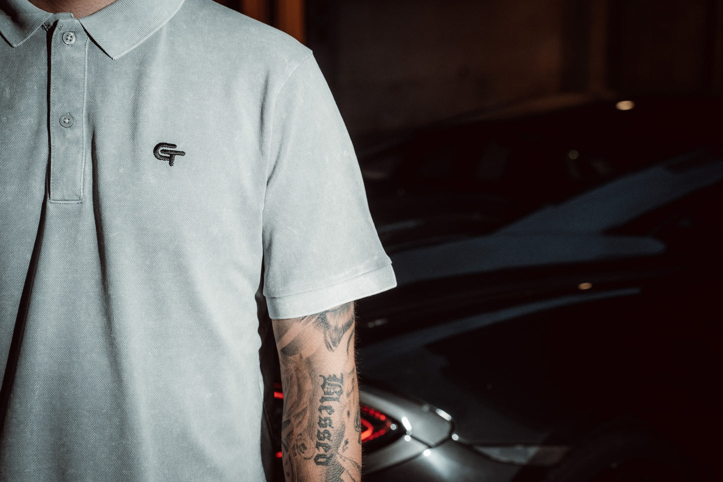 The GT Polo Shirt - Dyed Light Grey